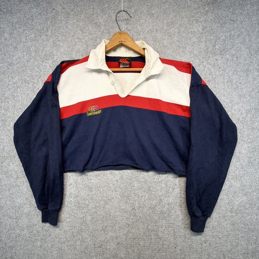 Vintage Canterbury Striped Rugby Long Sleeve Shirt Mens XL Cropped